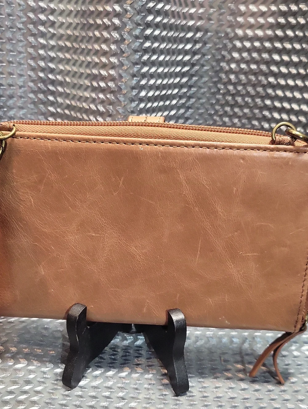 The Sak Tan Leather Crossbody Wallet Bag